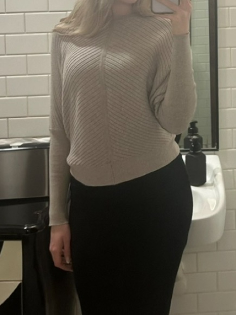 Cyrus Ribbed Batwing Sweater in Taupe